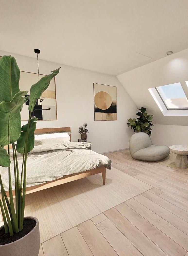 Schlafzimmer DG-Maisonette – Visualisierung