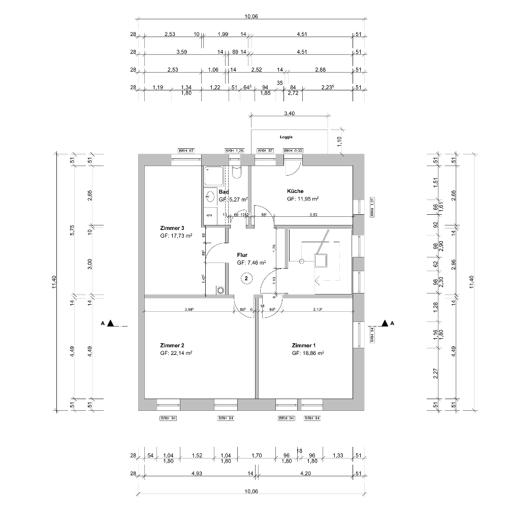 Grundriss WE 1